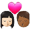 Kiss- Woman- Man- Light Skin Tone- Medium-Dark Skin Tone emoji on Samsung